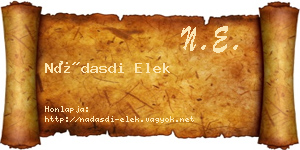 Nádasdi Elek névjegykártya